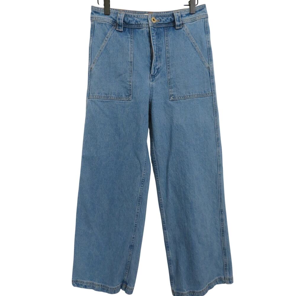 Roark Sz 28 Blue Vintage Inspired Sailor Fit Wide Leg Cropped Jeans High Rise